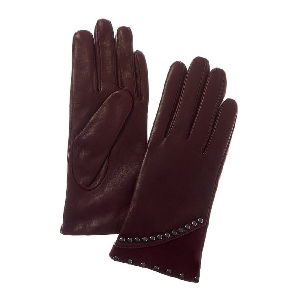 Sofiacashmere Classic Cashmere-Lined Nappa Leather Gloves, Red